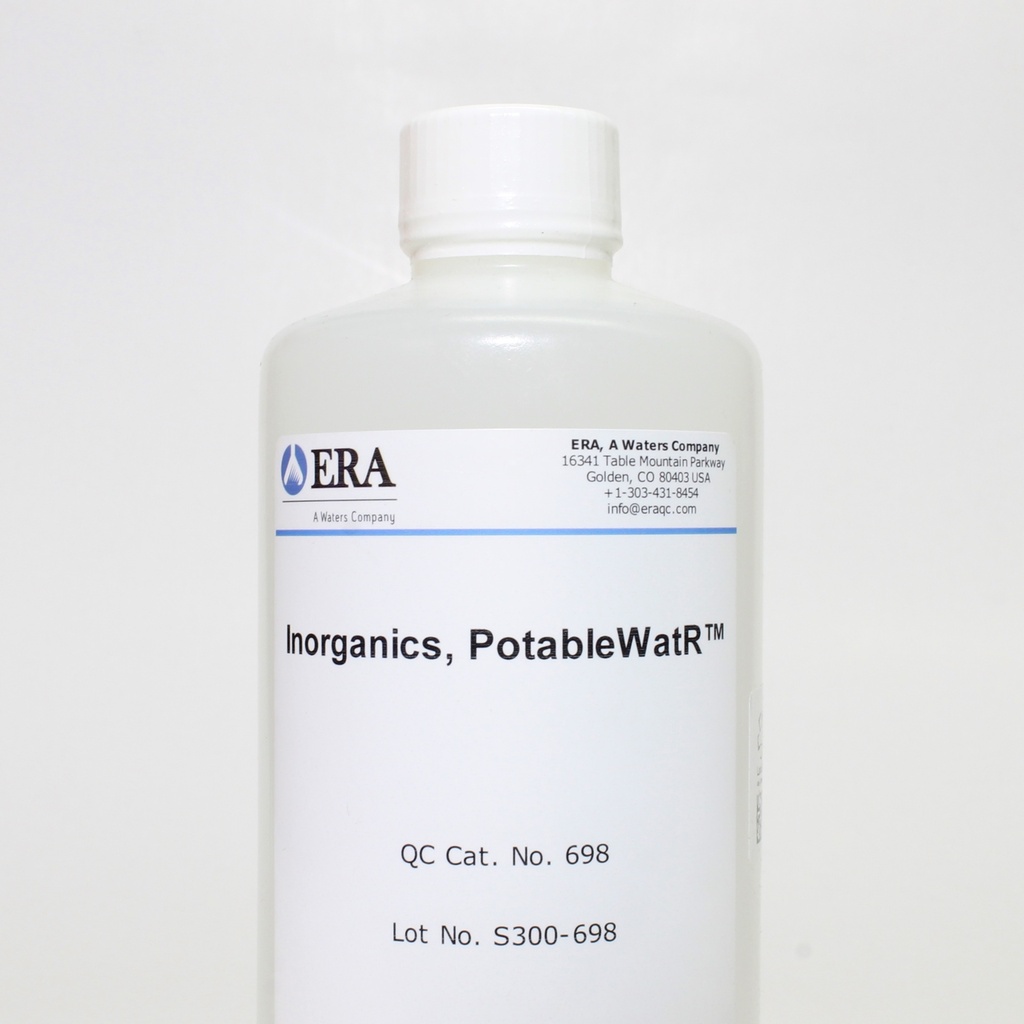 Agua de Suministro, para Inorganicos. Rango: 1-1000 mg/L Según Mensurando. ERA (USA) 
