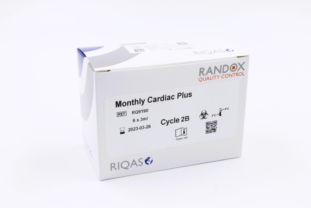 Control de Calidad Externo RIQAS Cardiaco Plus. 11 Mensurandos. Rep. 30. Randox (UK).