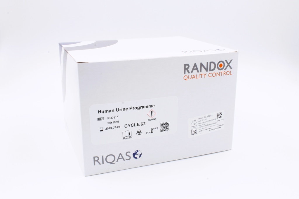 Control de Calidad Externo (Ensayo de Aptitud) RIQAS Metabolitos en Orina. 25 Mensurandos. Rep. 15. Randox (UK).