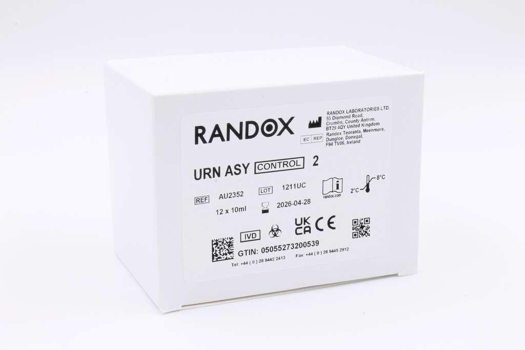 Control Ensayado Química en Orina Nivel 2 Randox (UK).