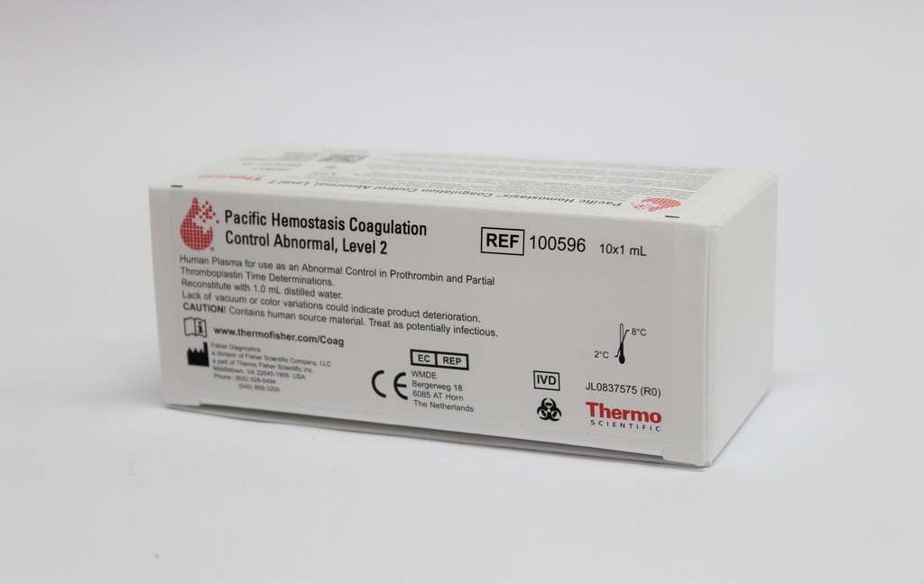 Control Coagulación Tercera Opinión Nivel 2. Pacific Hemostasis (USA).