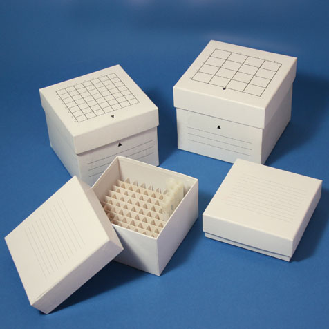 Gradilla Freezebox 81. Caja (Carton) para Almacenamiento de Crioviales de 13Mm. 81 Posiciones (9X9). Globe Scientific (USA).