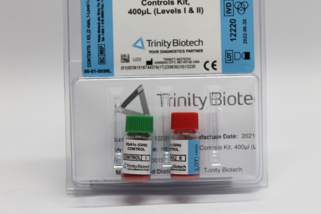 Controles para HbA1C Niveles 1 &amp; 2 Trinity Biotech (USA).