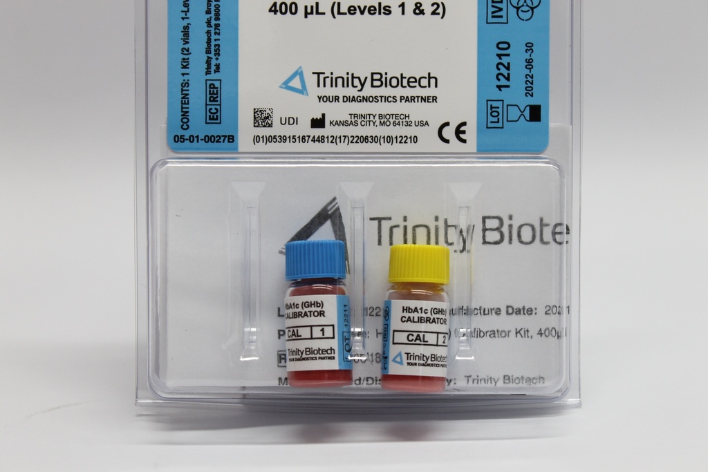 Calibradores para HbA1C Niveles 1 &amp; 2 Trinity Biotech (USA).