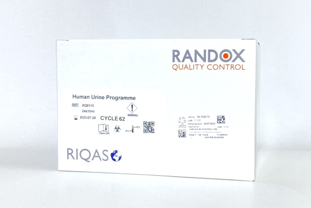 Control de Calidad Externo RIQAS Metabolitos en Orina. 25 Mensurandos. Rep. 15. Randox (UK).