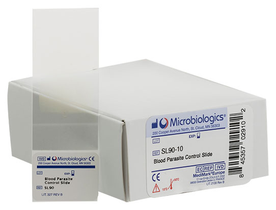 Laminas Qc Coloracion Giemsa y Wright (Hemoparasitos). Microbiologics (USA) Caja X 10