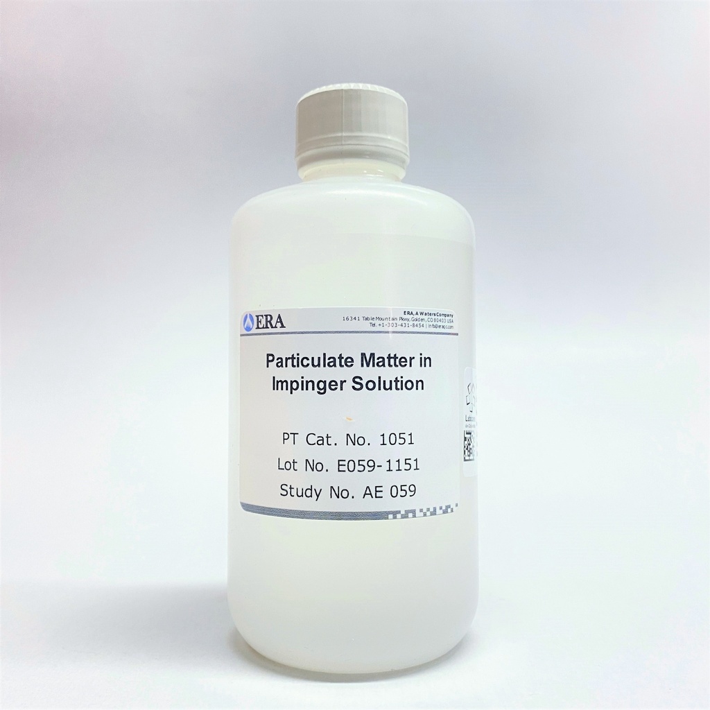 PT Aire & Emisiones para Material Particulado en Solución Impinger. Rango de Medición: 140-675 mg/L. ERA (USA) .