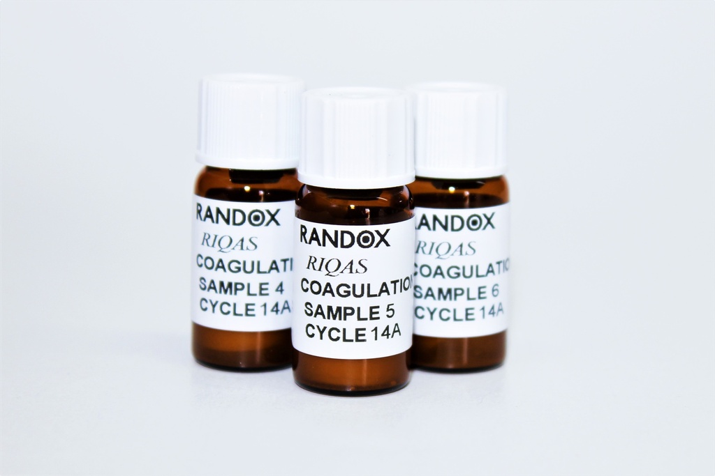 Control de Calidad Externo RIQAS Coagulacion X 12 Meses. 5 Mensurandos. Rep. 30. Randox (UK).