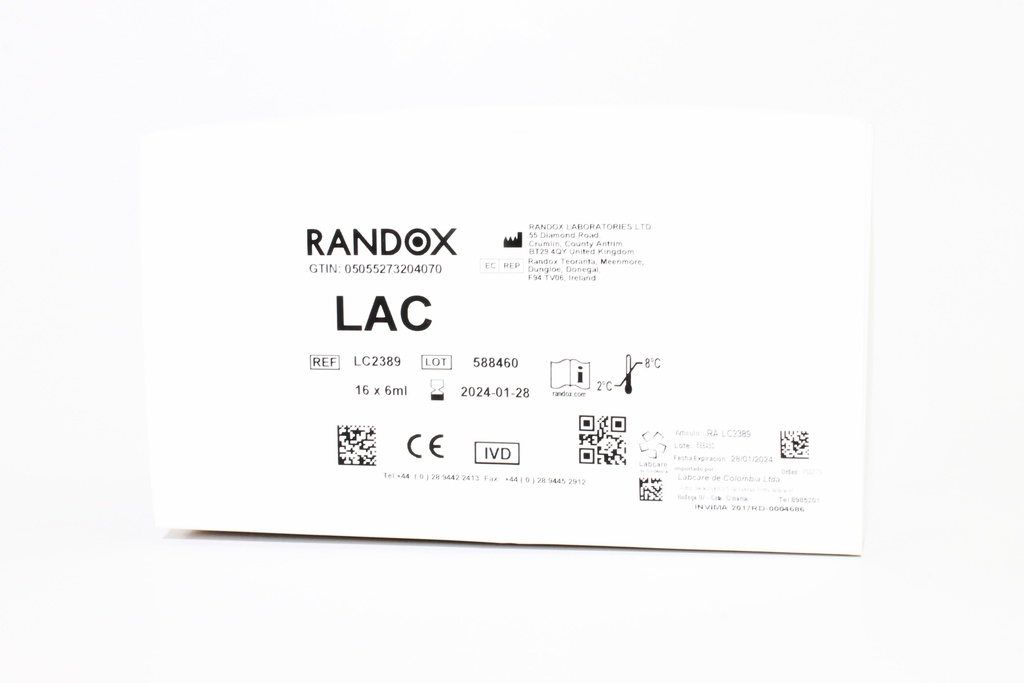 Reactivo para Lactato. Randox (UK).