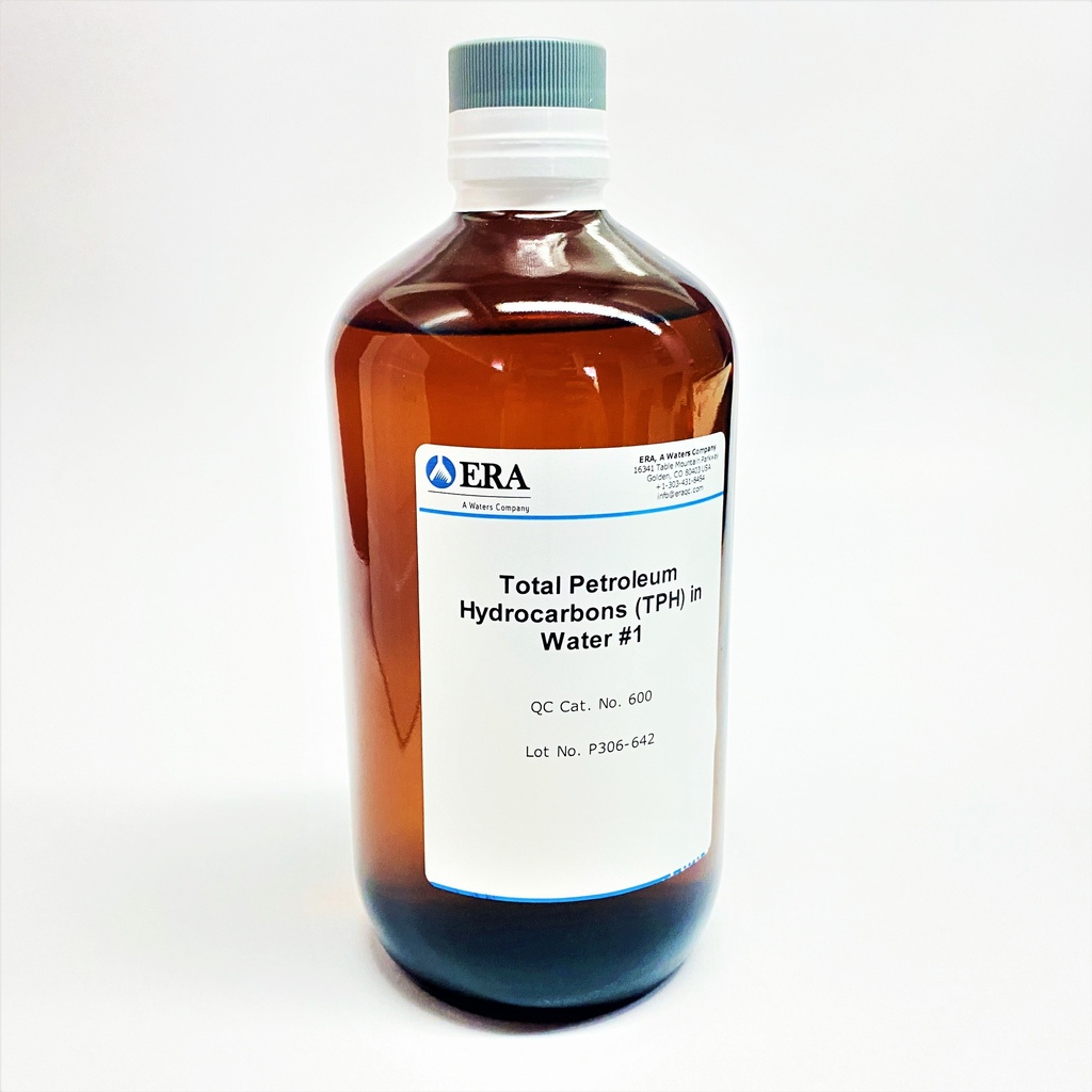 Material de Referencia Certificado (CRM) para Hidrocarburos Totales de Petróleo (TPH) en agua residual, Rango de Medición: 20-200 mg/L (1). ERA (USA)