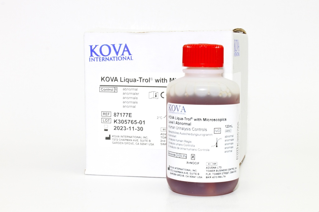 Control Uroanálisis Kova Liqua Trol Nivel 1 (Anormal). Kova Intl (USA).