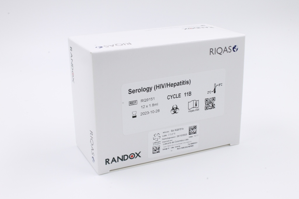 Control de Calidad Externo RIQAS Serología HIV/Hepatitis/HTLV/CMV. 17 Mensurandos. Rep. 30. Randox (UK).