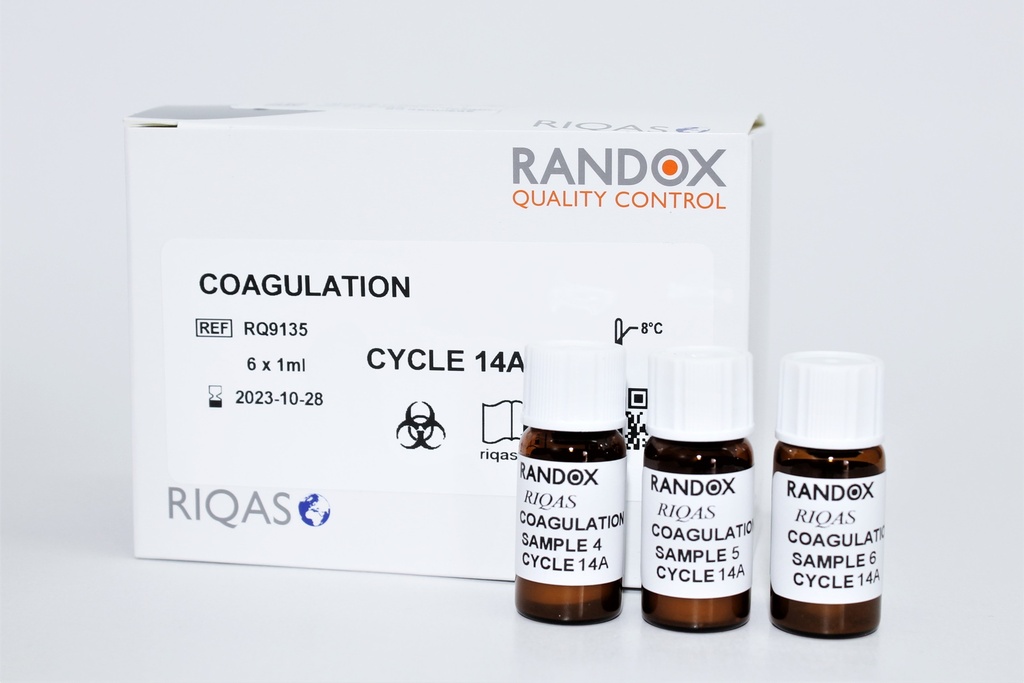 Control de Calidad Externo RIQAS Coagulación * 12 Meses. 5 Mensurandos. Rep. 30. Randox (UK).