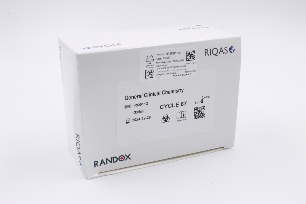Control de Calidad Externo (Ensayo de Aptitud) RIQAS Quimica Clinica. 10 Mensurandos. Rep. 15. Randox (UK).