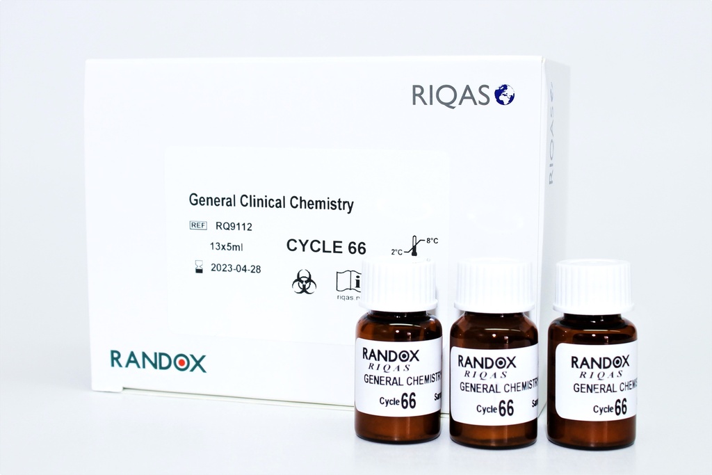 Control de Calidad Externo (Ensayo de Aptitud) RIQAS Química Clínica. 56 Mensurandos. Rep. 15. Randox (UK).