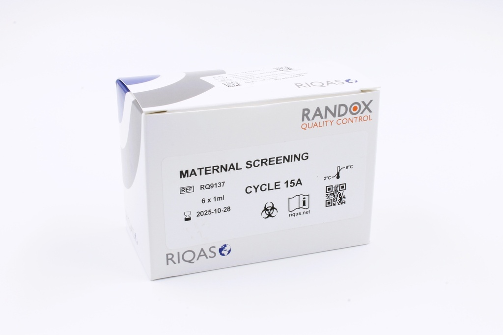 Control de Calidad Externo RIQAS Screening Maternal. 6 Mensurandos. Rep. 30. Randox (UK).