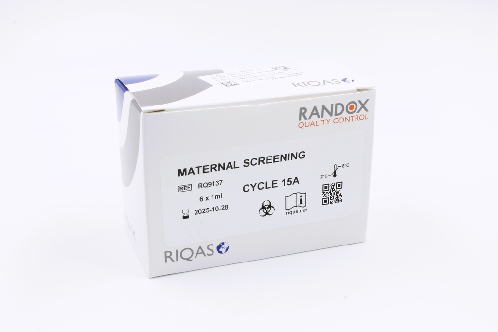 Control de Calidad Externo RIQAS Screening Maternal. 6 Mensurandos. Rep. 30. Randox (UK).