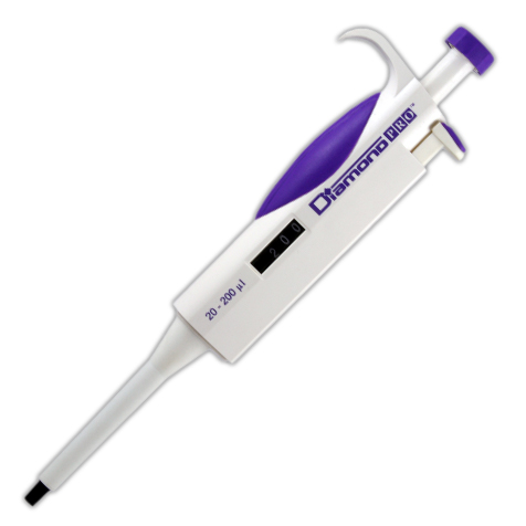 Pipeta Diamond Pro, Automática Variable 20-200 uL, Color Lavanda. Globe Scientific (USA). 