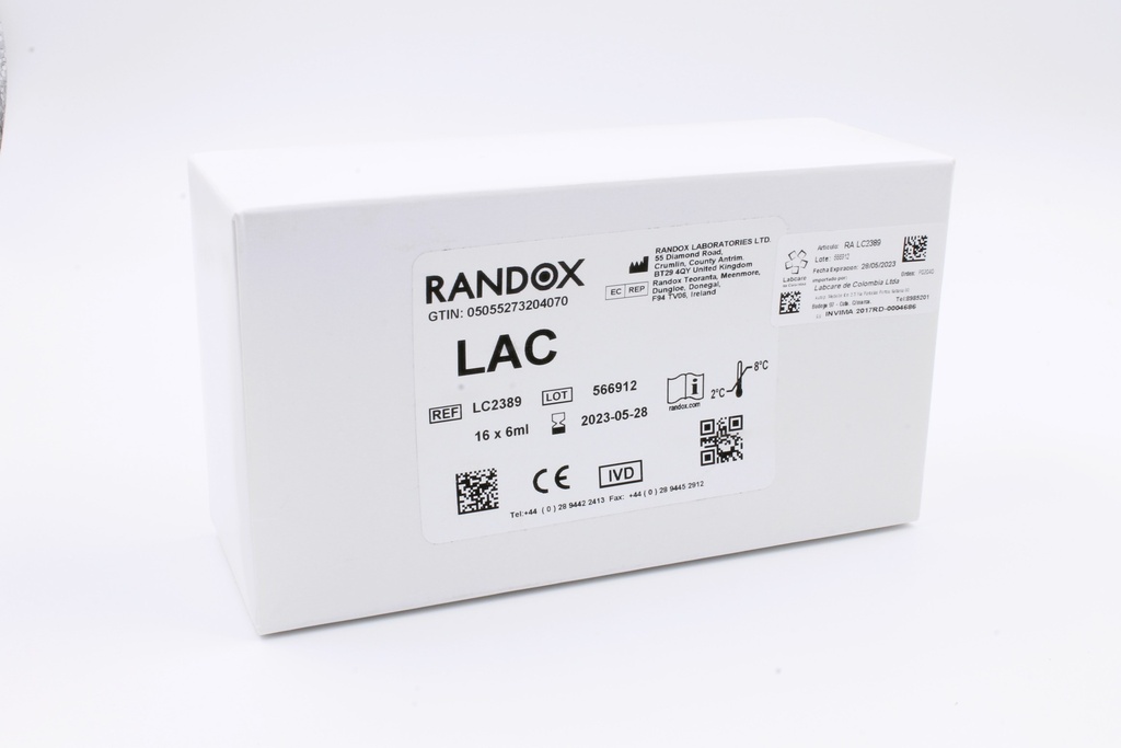 Reactivo para Lactato. Randox (UK).