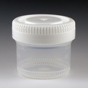 Contenedor Plástico para Muestras. 40 ml, Graduado, Diámetro 48 mm, Tapa Rosca Blanca. Globe Scientific (USA).