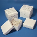 Gradilla Freezebox 81(Carton), para Almacenamiento de Crioviales de 13mm. 81 Posiciones (9X9). Globe Scientific (USA).