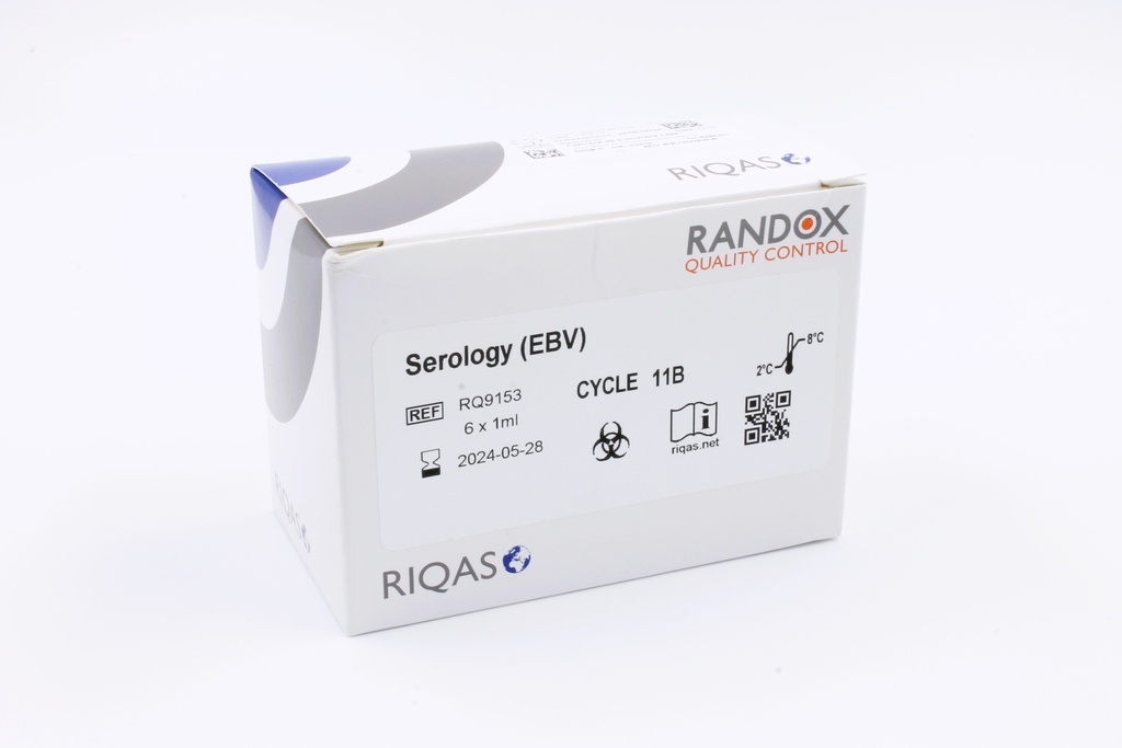 Control de Calidad Externo RIQAS Serologia Virus Epstein Barr. 3 Mensurandos. Rep. 30. Randox (UK).