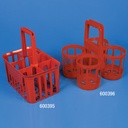Portabotellas, 4 Posiciones, para Botellas de hasta 120 mm de Ancho, HDP, Rojo. Globe Scientific (USA).