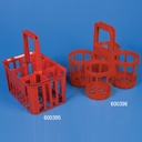 Portabotellas, 4 Posiciones, para Botellas de hasta 120 mm de Ancho, HDP, Rojo. Globe Scientific (USA).