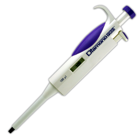 ​​Pipeta Automática Volumen Fijo 100 ul. Color Lavanda-Diamond Pro. Globe Scientific (USA).