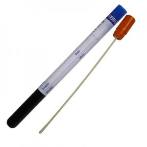 Medio de transporte Probact Amies con carbón vegetal en tubo con tapa naranja tratada. Hisopo de papel/algodón con punta mini en bolsa desprendible. TSC (UK)