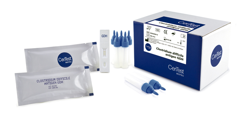 Prueba Un Paso en Casette para Detección de Clostridium Difficile Gdh +Toxina A+B en Muestras Fecales Con Control Positivo. Certest (España).