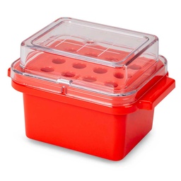 [GB 454001] Gradilla para Almacenamiento de Tubos A 0°C (Mini Cooler ). Color Rojo. 12 Posiciones (3X4) Tubos de 1.5 ml. Globe Scientific (USA). 