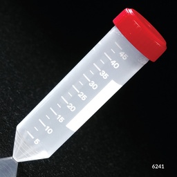 [GB 6241] Tubo PP, Fondo Cónico  50 ml, Estéril Con Tapa Rosca, Graduado Globe Scientific (USA).