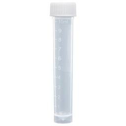 [GB 6102] Tubo Plástico (PP) para muestras líquidas. 10 ml Fondo Redondo Autostanding, Graduado. Globe Scientific (USA). 
