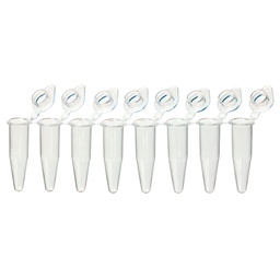 [GB PCR-QS-02F] Tiras  Quick Snap para PCR de 8 tubos con tapas individuales  adjuntas . Color natural Globe Scientific (USA). 